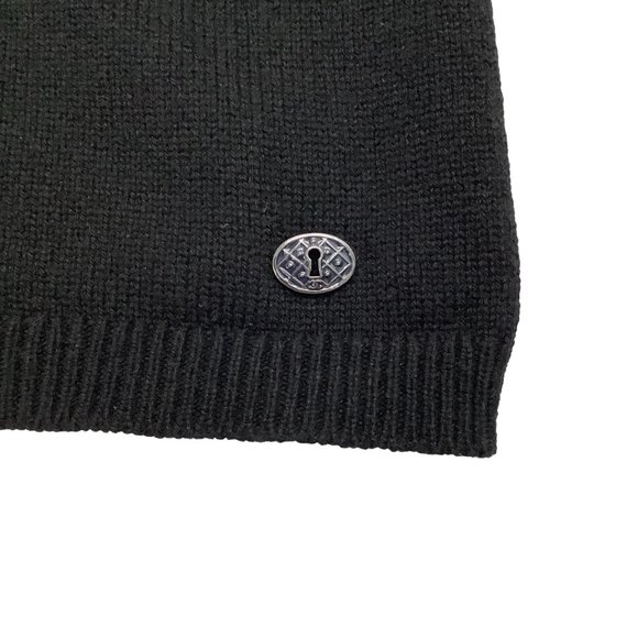 Chanel V-back Tie Sleeve Black Cashmere Sweater - Picture 4 of 5